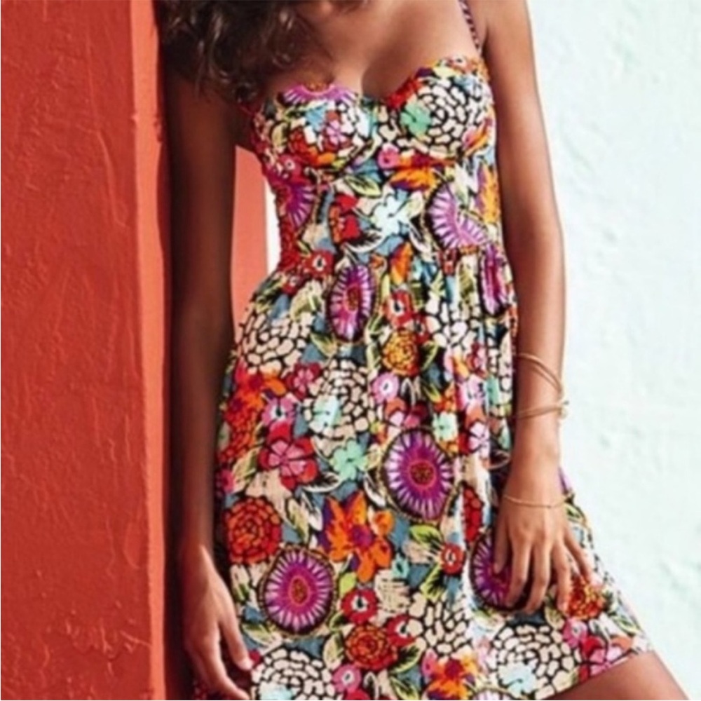 Victoria’s Secret Floral Corset Bustier Dress size 6 cotton 100%
